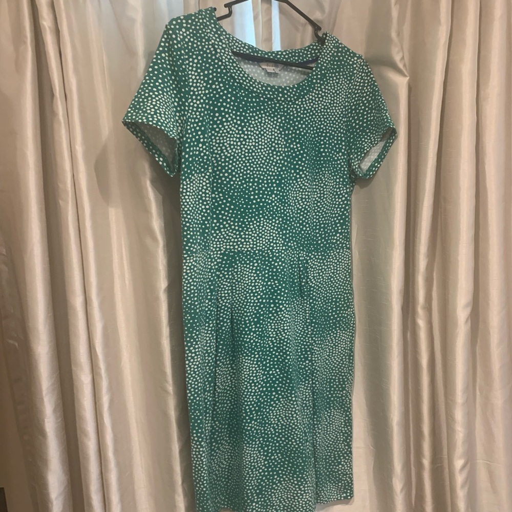 Boden Emmeline Jersey Green Dot Print dress